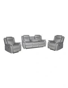 3+2 Seater Fabric Recliner Set in Grey