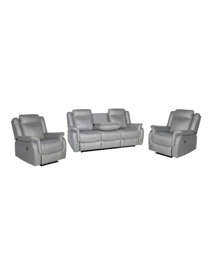 3+2 Seater Fabric Recliner Set in Grey image 1