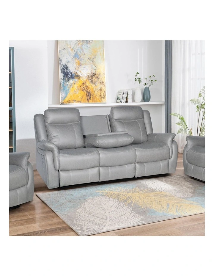 3+2 Seater Fabric Recliner Set in Grey image 4