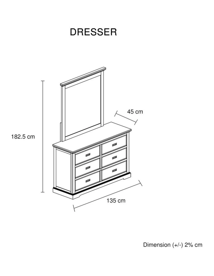 Miami Chest With Mirror 6 Storage Drawers Slim Metal Handles Dressing in White image 6