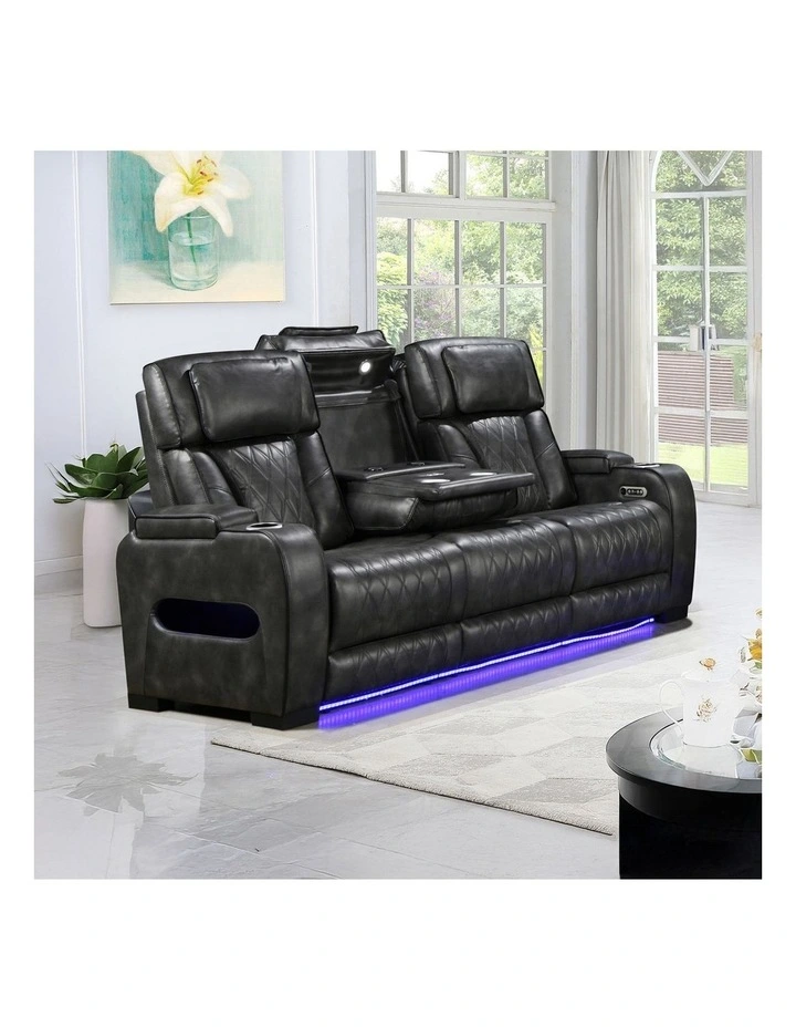 3R Electric Led Air Leather Recliner  in Dark Grey image 2