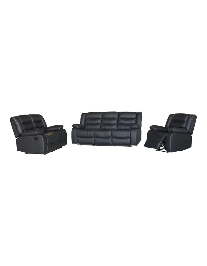 3R+2R+1R Faux Leather Recliner Set in Black image 1