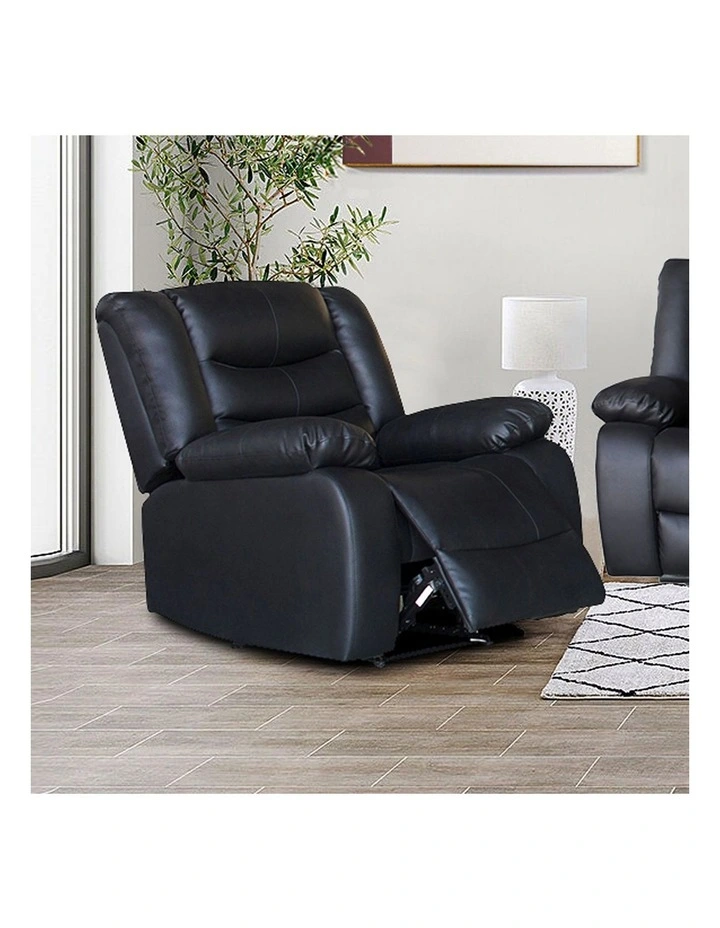 3R+2R+1R Faux Leather Recliner Set in Black image 5