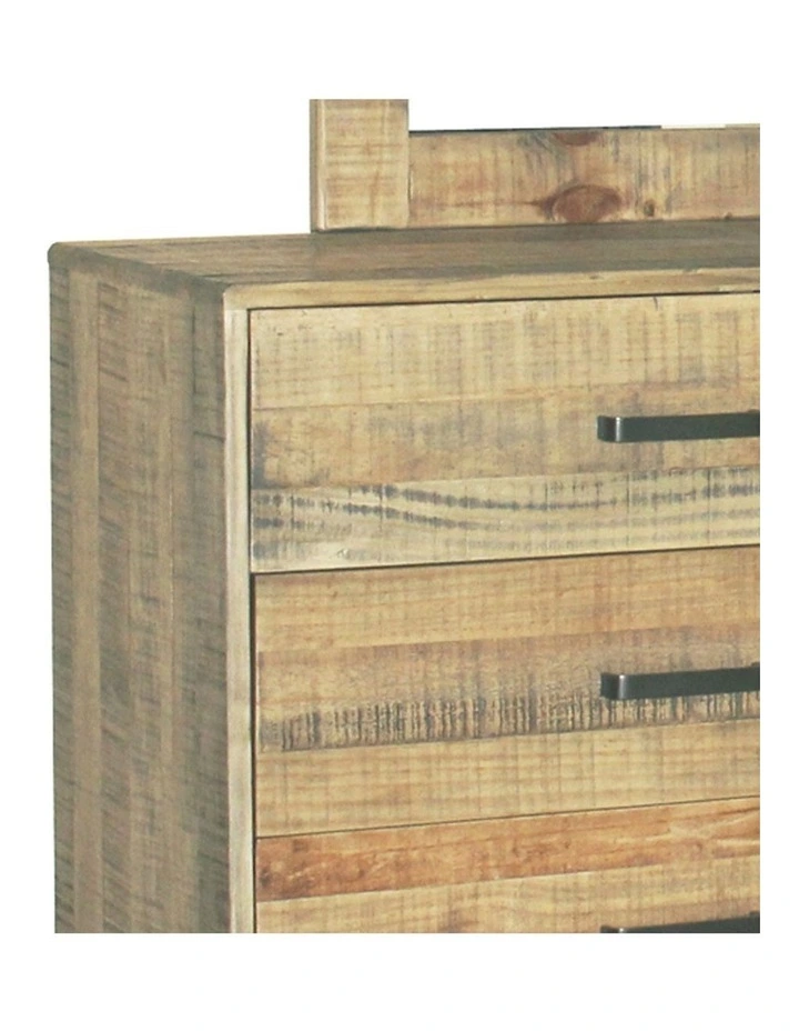 Solid Acacia Mirror Dresser in Vintage Light Brown image 4
