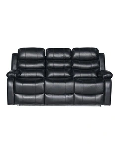 PU Leather LED 3 Seater Recliner Sofa in Black