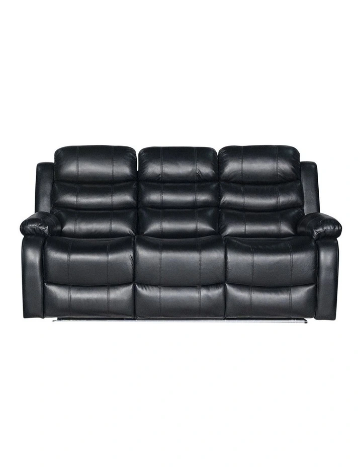 PU Leather LED 3 Seater Recliner Sofa in Black image 1