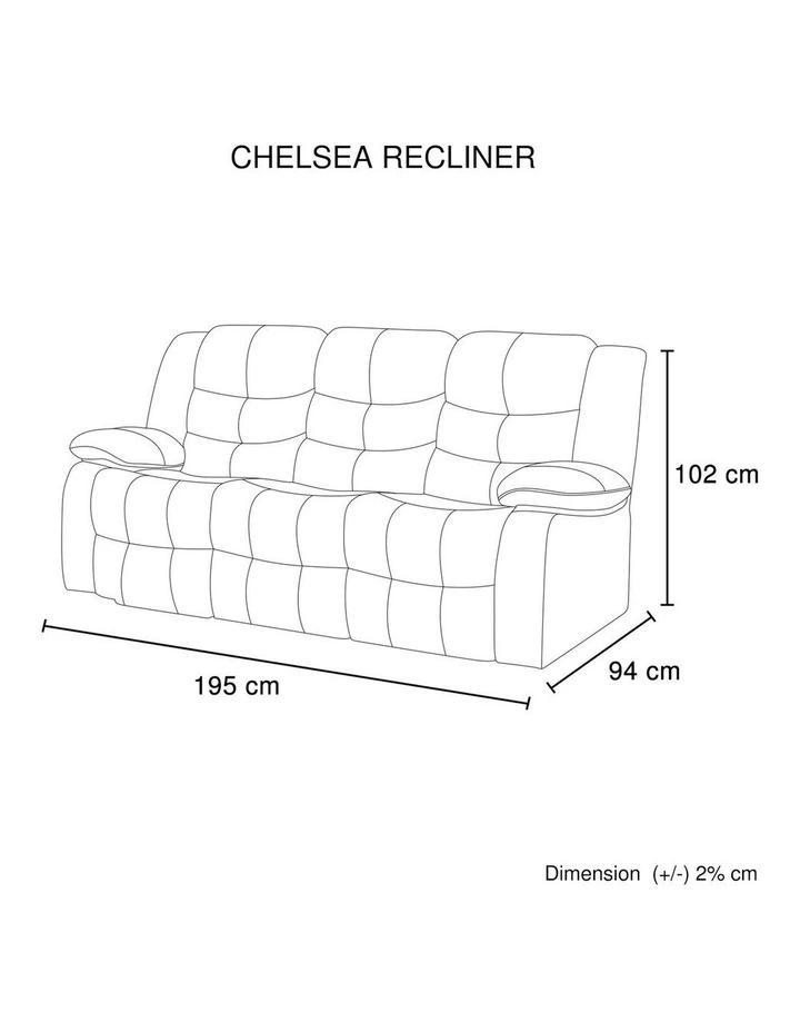 PU Leather LED 3 Seater Recliner Sofa in Black image 7