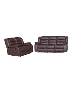 Faux Leather 3R+2R Recliner Set  Brown