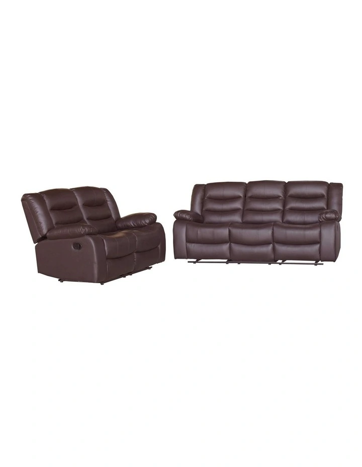 Faux Leather 3R+2R Recliner Set  Brown image 1