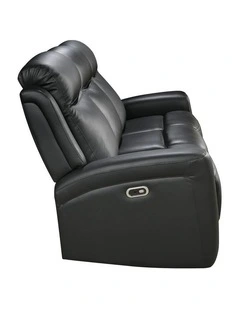 3R Genuine Leather Power Recliner in Black