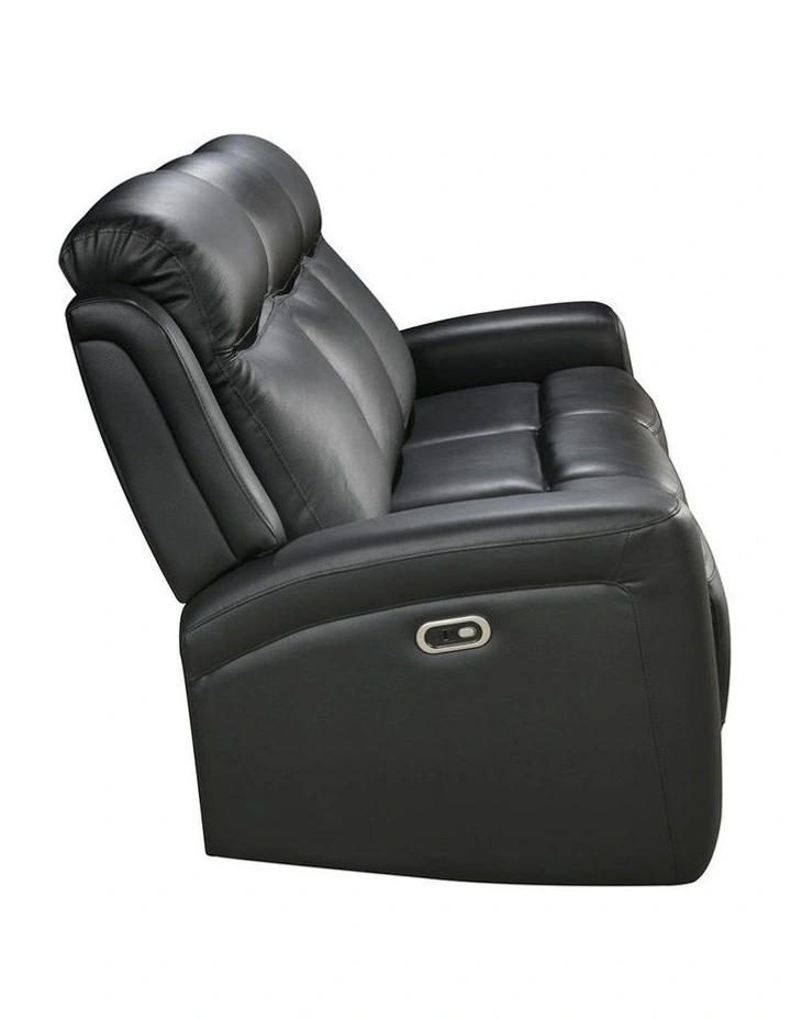 3R Genuine Leather Power Recliner in Black image 1