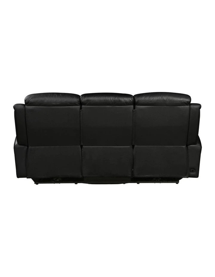 3R Genuine Leather Power Recliner in Black image 3