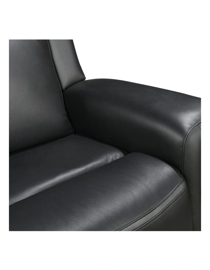 3R Genuine Leather Power Recliner in Black image 4