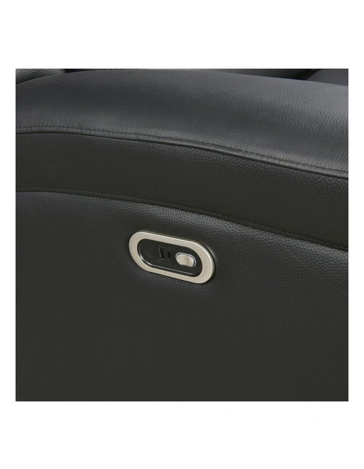 3R Genuine Leather Power Recliner in Black image 5