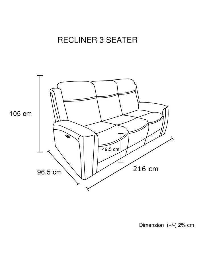 3R Genuine Leather Power Recliner in Black image 7