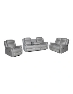 3+2+1 Seater Fabric Recliner Set in Grey