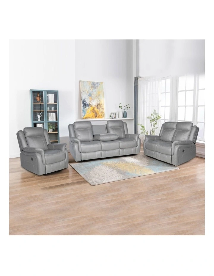 3+2+1 Seater Fabric Recliner Set in Grey image 2