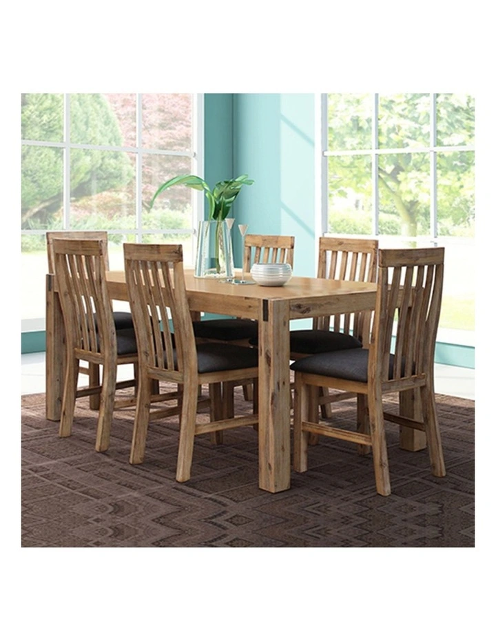 Solid Dining Set 7 Pieces 180cm in Oak image 2