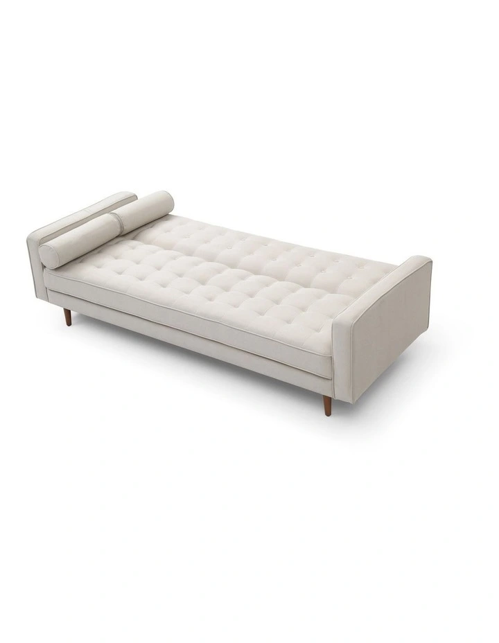 3 Seater Tufted Fabric Sofa Bed in Beige image 1