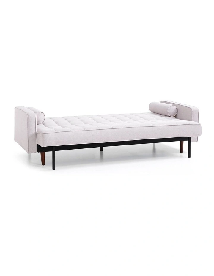 3 Seater Tufted Fabric Sofa Bed in Beige image 3