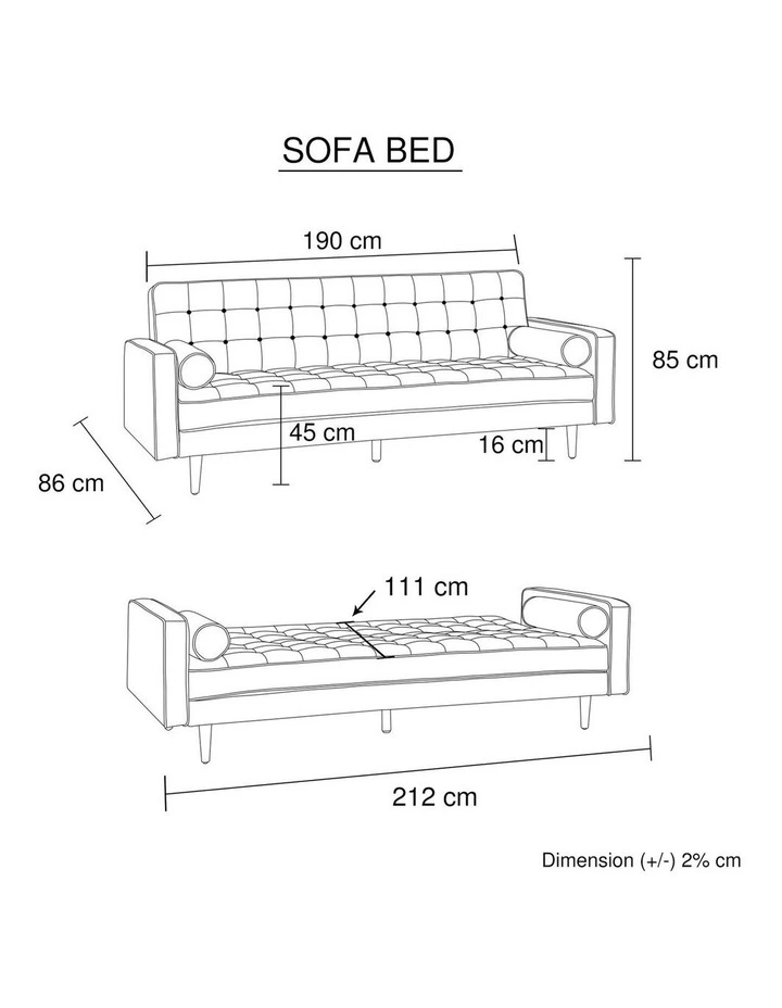 3 Seater Tufted Fabric Sofa Bed in Beige image 7