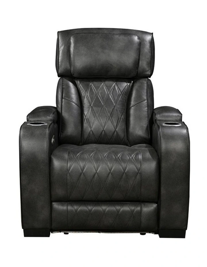 3R+1R+1R Electric Recliner Led Air Leather in Dark Grey image 7