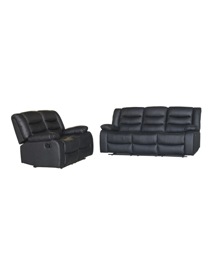 Faux Leather3R+2R Recliner Set in Black image 1