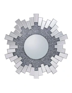Crystal MDF Wall Mirror in Silver and Grey