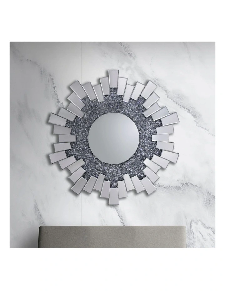 Crystal MDF Wall Mirror in Silver and Grey image 2