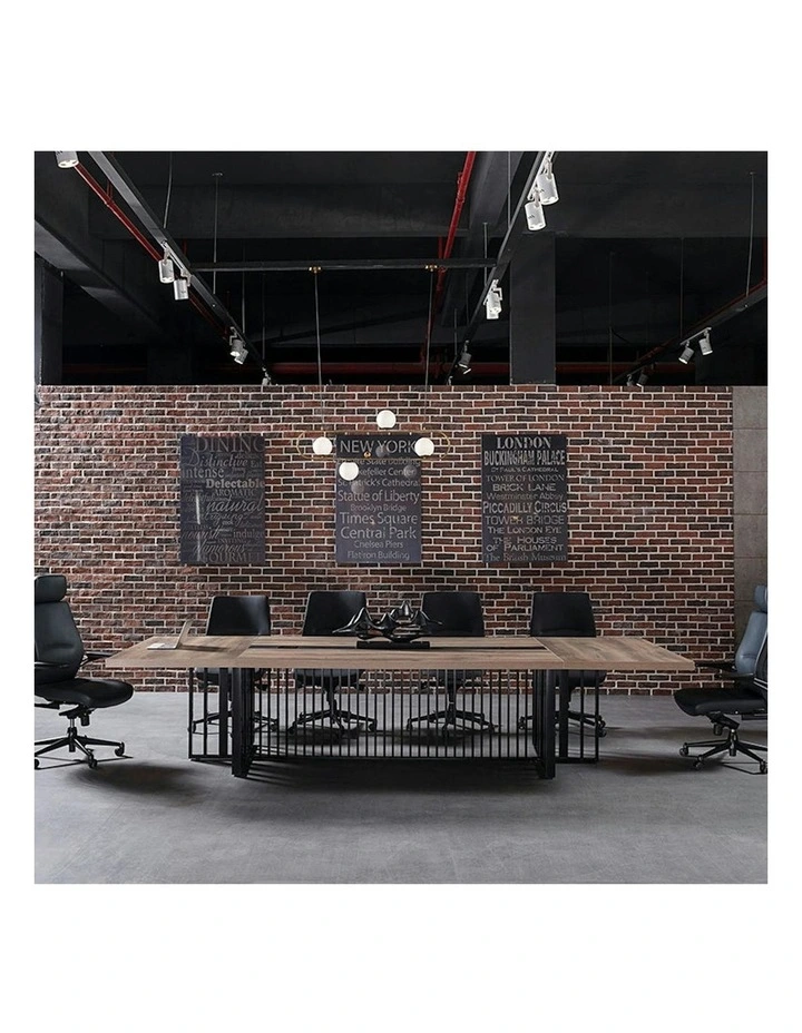 VIDAL Boardroom Table 2.4m x 1.2m - Warm Oak & Black image 2