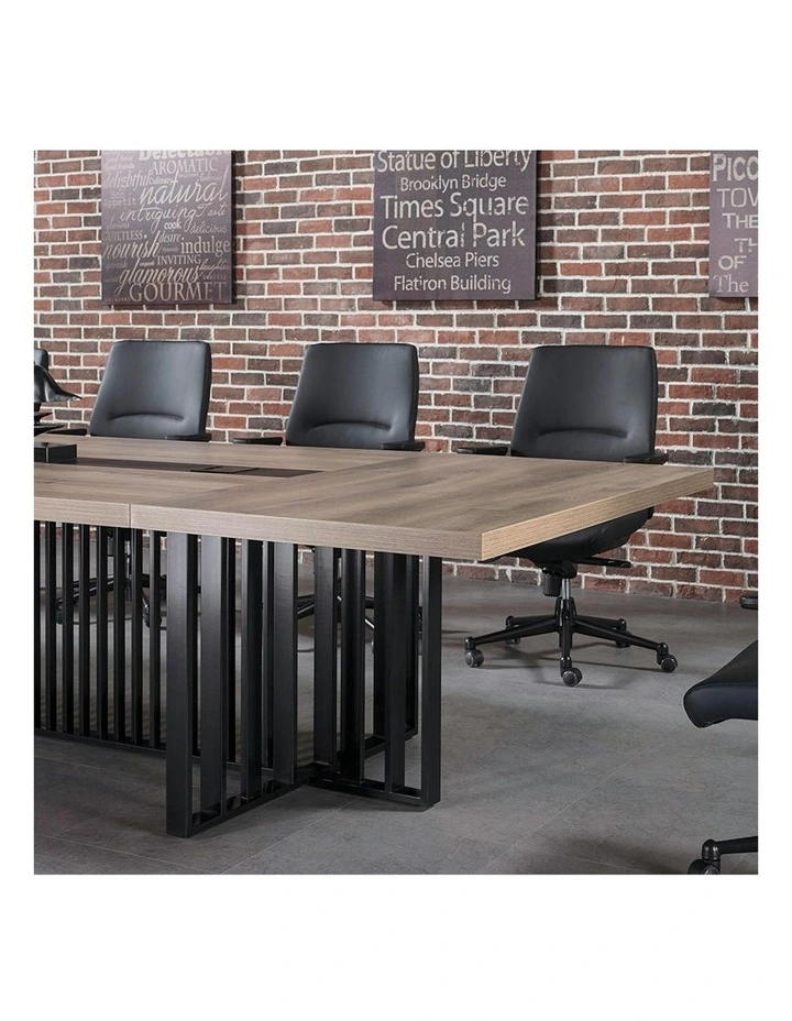 VIDAL Boardroom Table 2.4m x 1.2m - Warm Oak & Black image 4