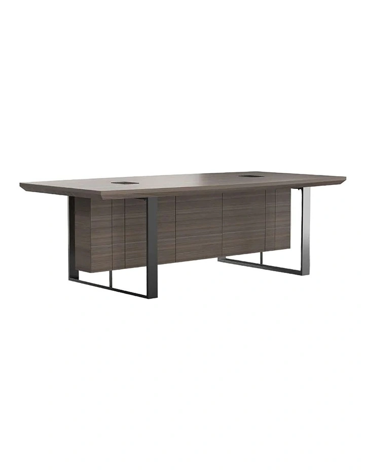 INIGO Boardroom Meeting Table 2.4M - Hazelnut & Black image 1