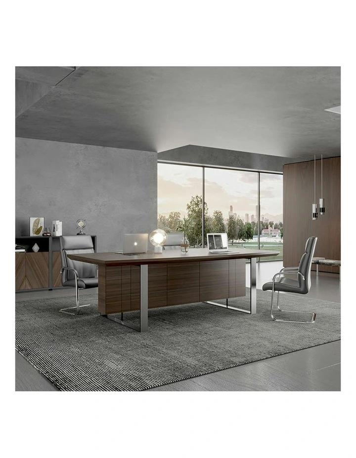 INIGO Boardroom Meeting Table 2.4M - Hazelnut & Black image 2