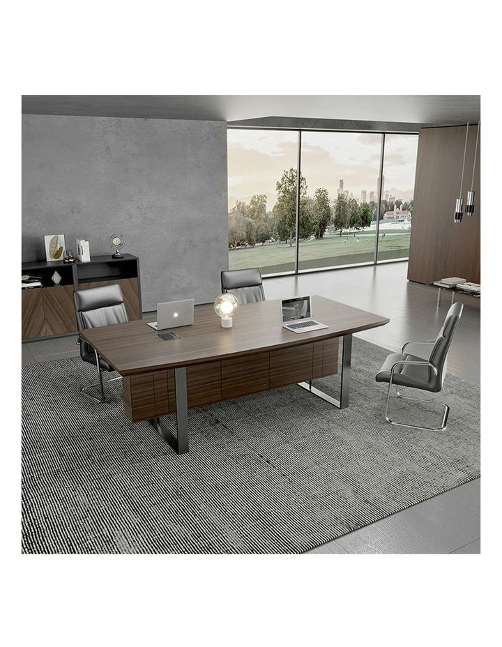 INIGO Boardroom Meeting Table 2.4M - Hazelnut & Black image 3