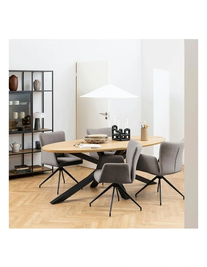 Laura Swivel Dining Chair - Grey & Black image 2
