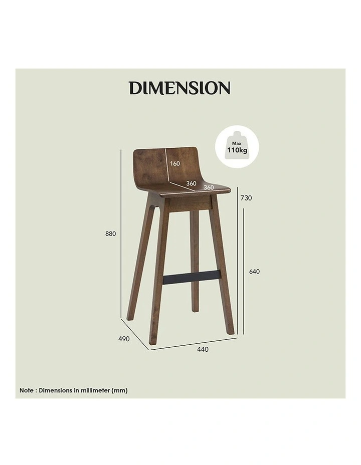 AVA Bar Stool - Black & Walnut image 3