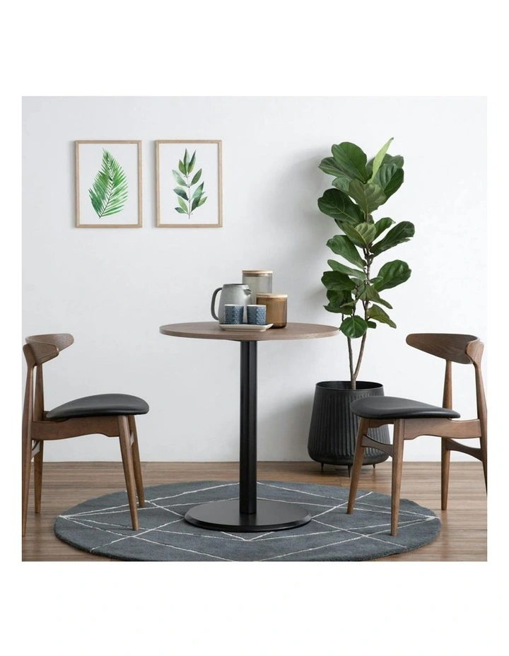 RUNDA Round Dining Table 70cm - Walnut & Black image 2