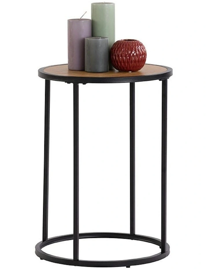 BRADFORD Side Table 40cm - Natural & Black image 2