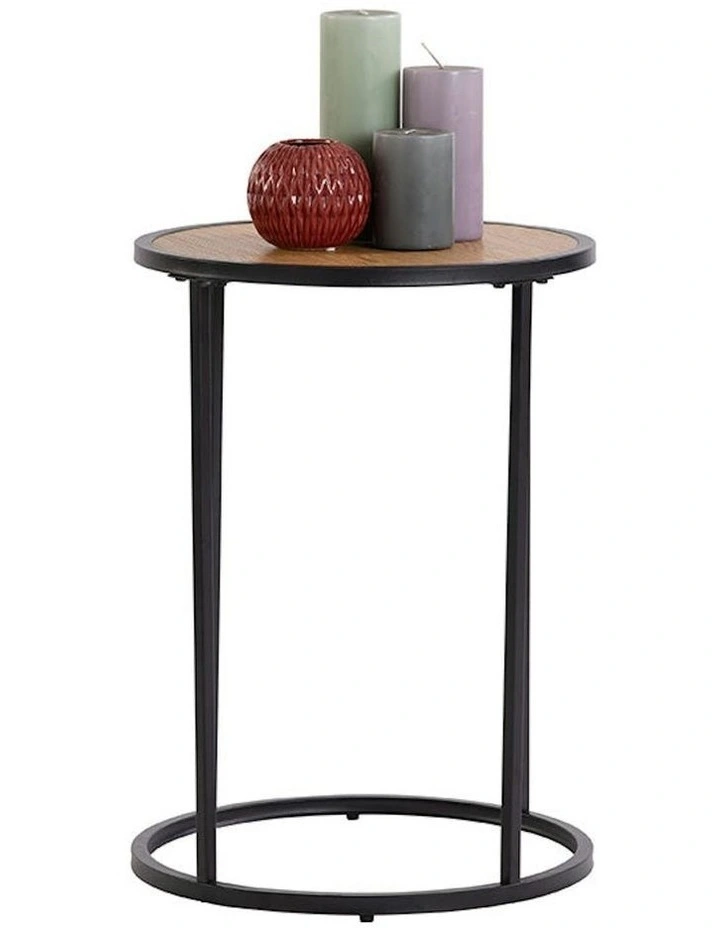 BRADFORD Side Table 40cm - Natural & Black image 3