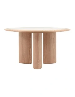 LAYSON Dining Table 136cm - Travertine & Natural