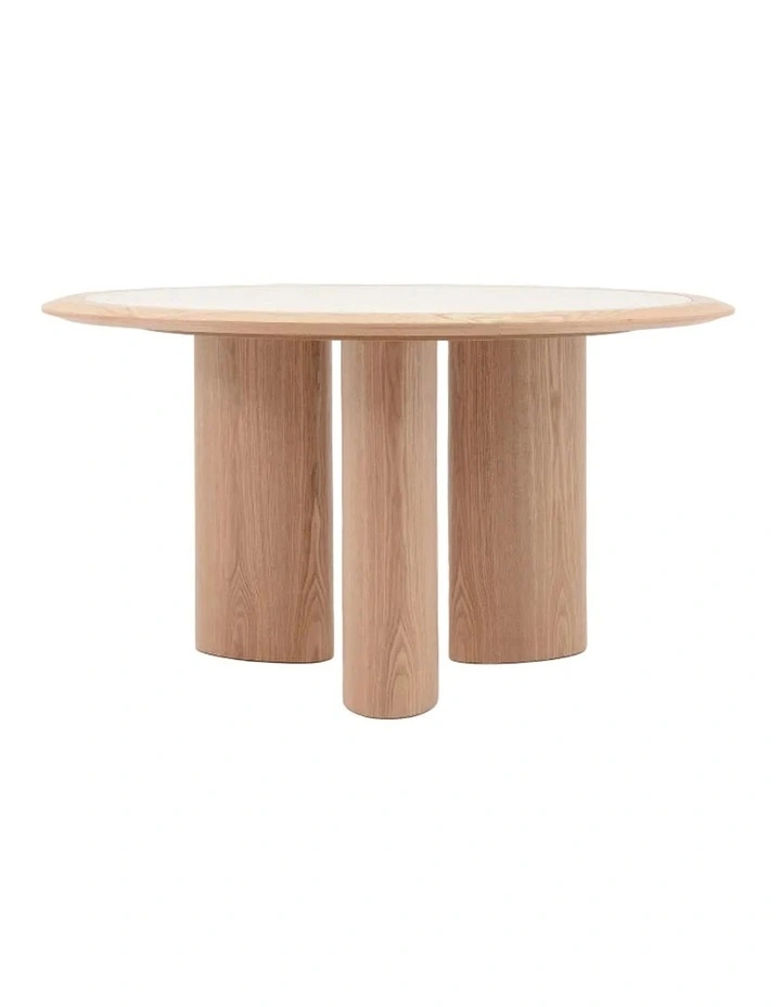 LAYSON Dining Table 136cm - Travertine & Natural image 1