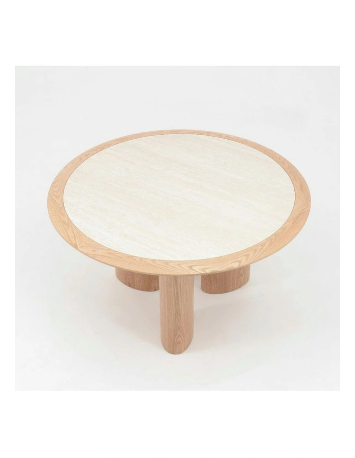 LAYSON Dining Table 136cm - Travertine & Natural image 2