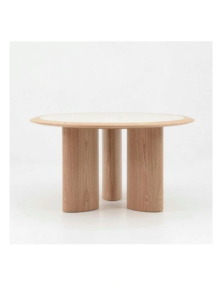 LAYSON Dining Table 136cm - Travertine & Natural image 3
