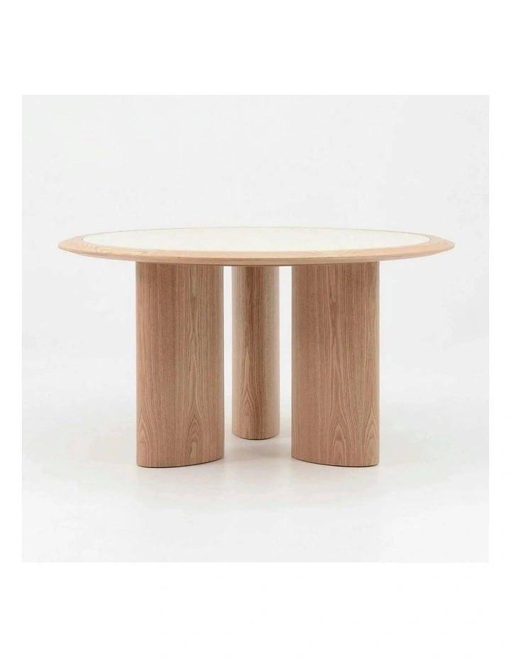 LAYSON Dining Table 136cm - Travertine & Natural image 4