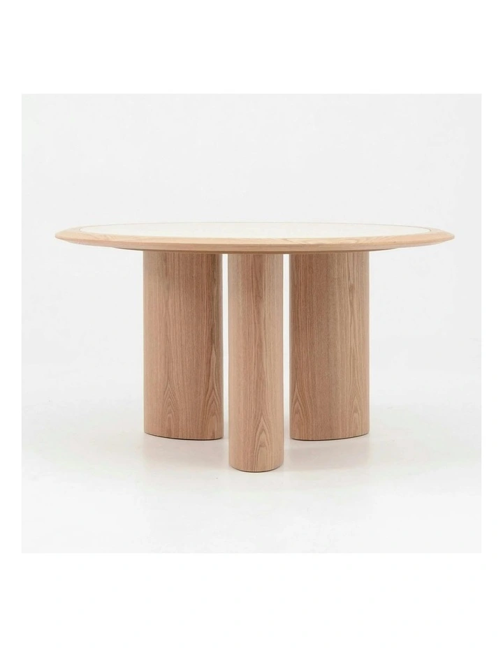 LAYSON Dining Table 136cm - Travertine & Natural image 7