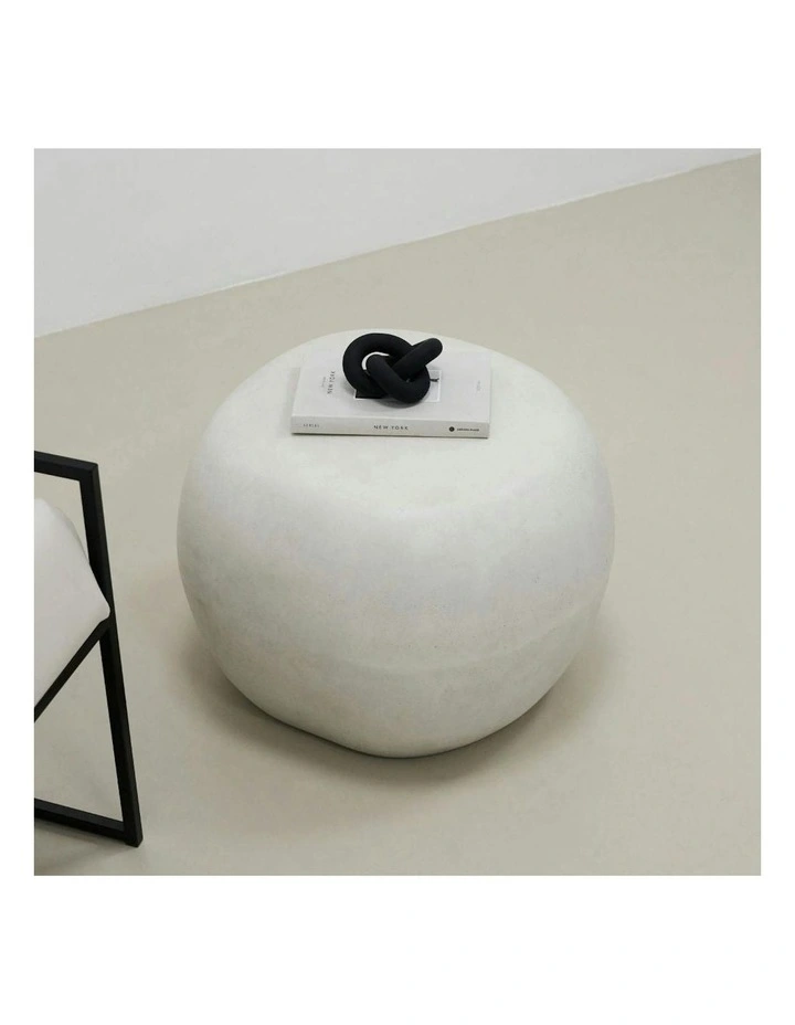 ROCCO Indoor & Outdoor Pebble Side Table Stool 50cm - White Concrete image 3