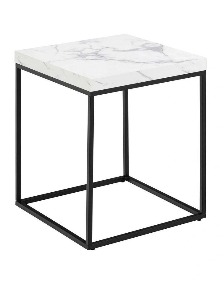 BAROSSA Side Table Marble look 40cm - White image 1
