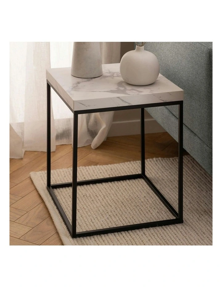 BAROSSA Side Table Marble look 40cm - White image 3