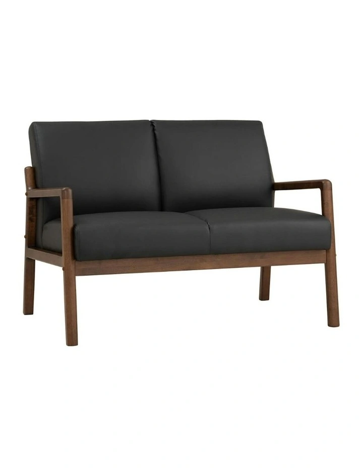 MENDO 2 Seater Lounge Seater - Black & Walnut image 1