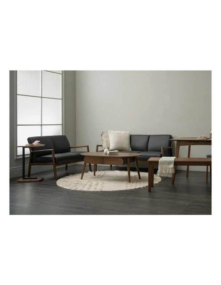 MENDO 2 Seater Lounge Seater - Black & Walnut image 2